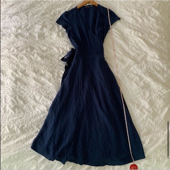 New Ralph Lauren Maxi Linen Navy Maxi Dress - Picture 10 of 16